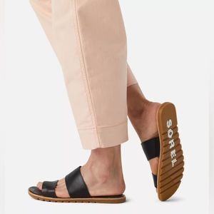 Sorel Summer Ella II Slide strap Sandal Black gum sole womens size 8